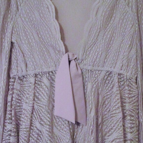 NWOT $128 Free People Luisa Lavender Lace Long Sleeve Babydoll Scalloped Top XS - Picture 4 of 6